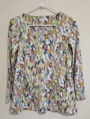 PureJill By J. Jill Abstract Watercolour Tunic Top